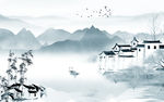 江南 山水客厅背景 TIF分层