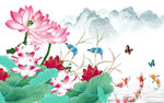 映日荷花电视背景墙装饰画
