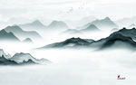 中式 背景新山水画 tif分层