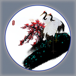 仙鹤墨梅图