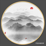 圆形水墨画