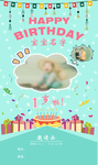 宝宝生日海报展架邀请函周岁宴