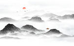 中式水墨山水画