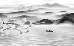 高档 灰色新山水画 tif分层