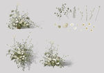 白绿色手绘花艺