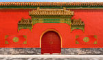 中式古典红色故宫古建筑大门背景