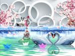 3D玉兰白鹤天鹅图