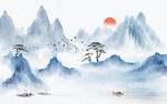 水墨山水背景墙