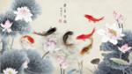 荷花九鱼图