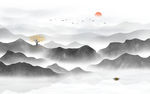 中式山水画《水墨山水画》