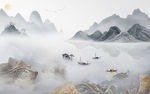 轻奢中式风山水画 tif分层