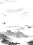 水墨画远山背景