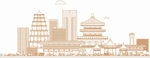 西安地标建筑线稿