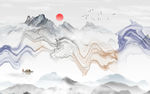 新中式客厅新山水画 TIF分层