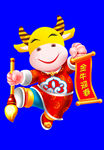 卡通牛牛年门画牛年门贴