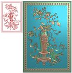 博古仿古花瓶门板精雕图浮雕灰度