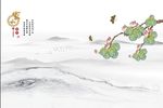中式工笔山水花鸟家和富贵背景墙
