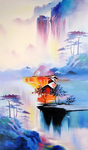 抽象山水画油画玄关
