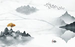 现代 大气山水画 文件分层画