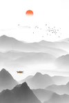 中国风山水画山水壁画山水装饰画