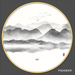 圆形水墨画