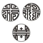 古典圆形福禄寿窗格矢量图