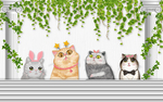 猫咪树藤罗马柱北欧立体背景墙