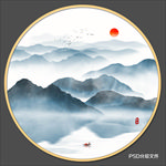 圆形山水画