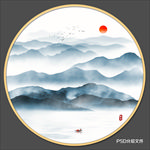 圆形山水画