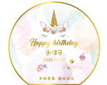 金粉色独角兽素材生日背景海报