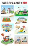 宅改宣传宅基地改革漫画矢量