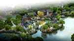 中式园林鸟瞰图素材