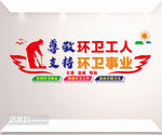 环卫文化墙矢量图