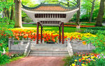 绿色花海森林风景画电视背景墙