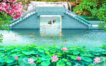 山涧风景画小桥流水背景墙