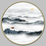 圆形山水画