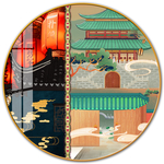 中国红宫墙国潮民俗装饰画