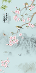 新中式花鸟玉堂富贵玄关背景墙图