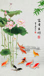 咏荷鱼趣