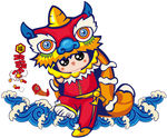新年舞狮卡通人物
