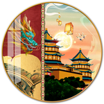 中国红宫墙国潮民俗宝塔