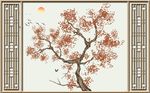 旭日东升梅花新中式背景墙