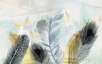 高端羽毛新装饰画 文件分层