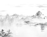 新中式水墨山水背景墙