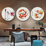 九鱼图 荷花禅意 三联装饰画