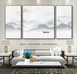 新中式山水画群山图意境山水画