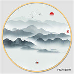 圆形山水画