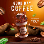 咖啡食物海报宣传单页咖色折扣优