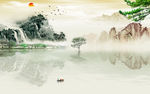 国画客厅山水画 文件分层画