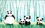 卡通儿童房间竹林熊猫可爱壁画